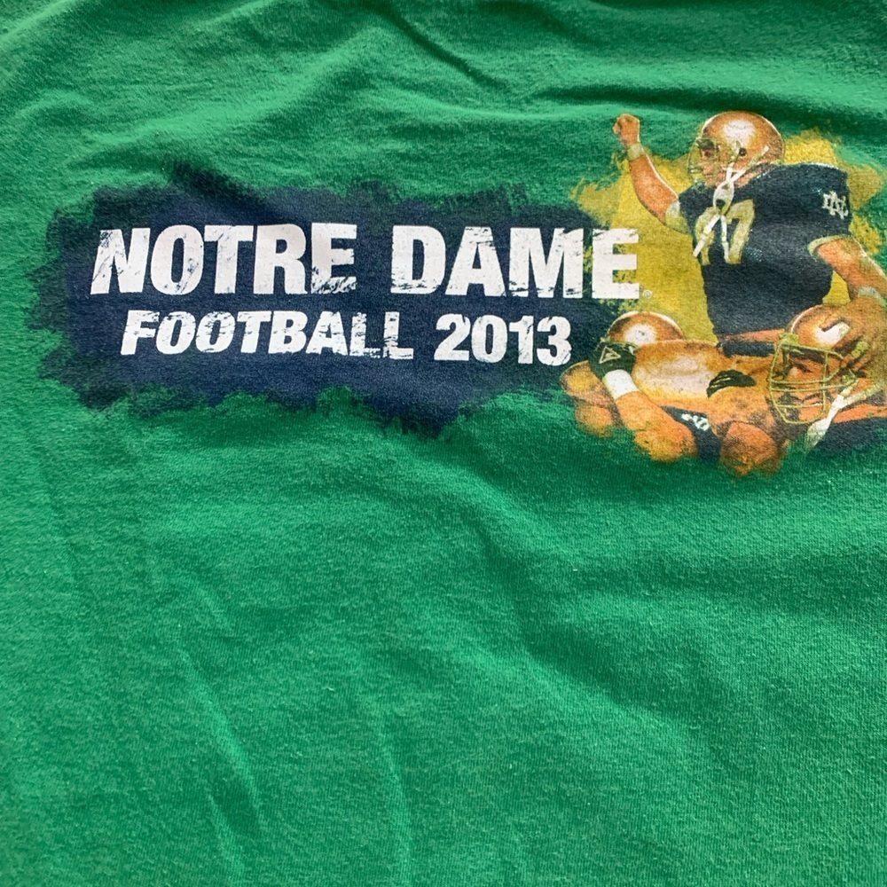 Notre Dame Football Green 'We Rise to Victory' Football T-Shirt Unisex - Picture 1 of 9
